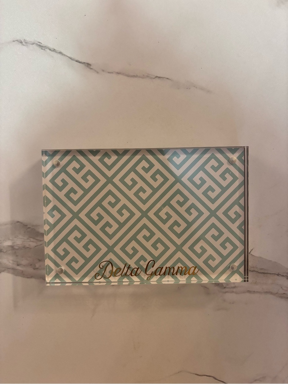 Delta Gamma Acrylic Patterned Sign - Mint & White